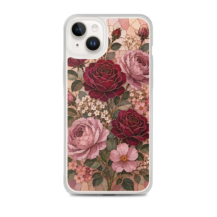 Burgundy And Dust Rose Mosaic Premium Soft Silicone iPhone Case - MagSafe Compatible product image (1)