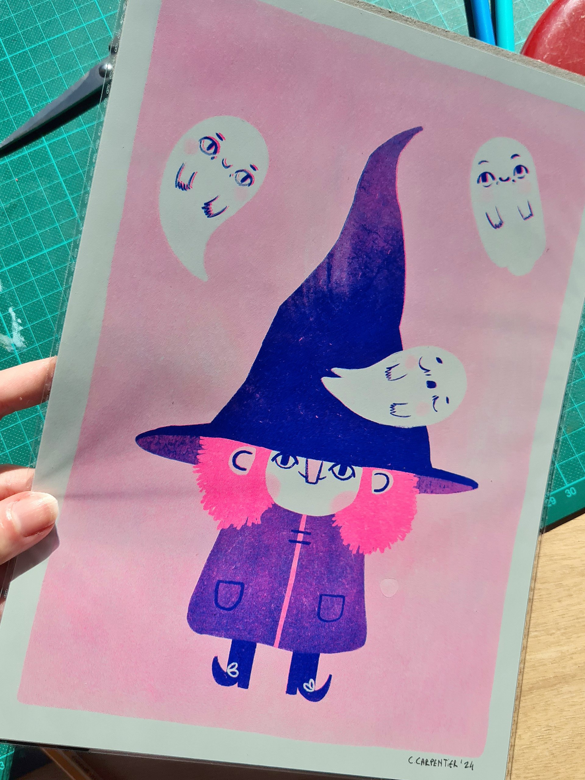 Witchy Ghost Riso Print A4 product image (2)
