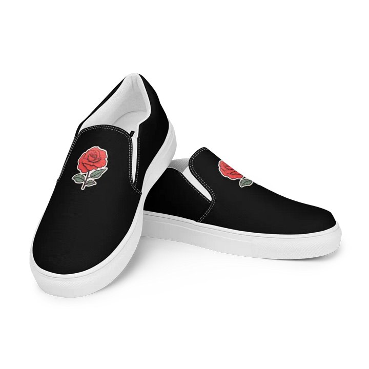 Red Rose Black Women's Canvas Slip-Ons product image (1)
