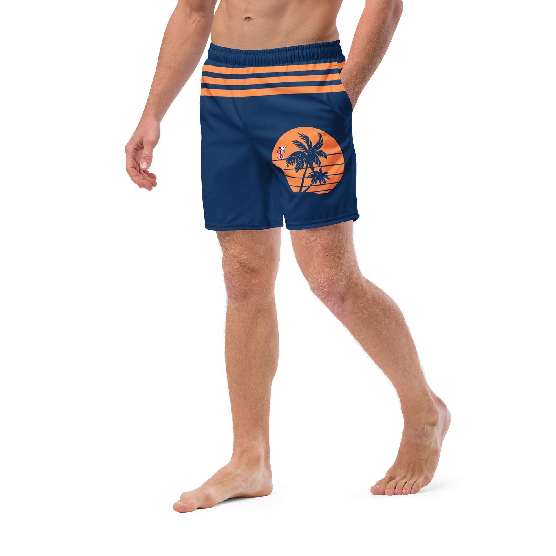 Tropical Sunset Silhouette Swim Trunks product image (5)