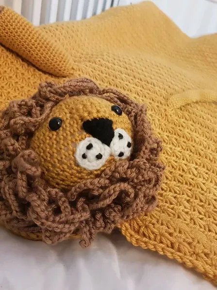 Crochet Lion Baby Blanket Pattern - 3in1 Toy, Stroller Blanket PDF - Crafting Happiness product image (6)