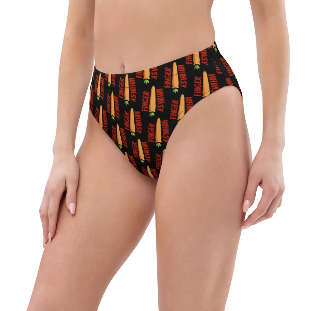 Finger Whimsy (BLK) High-Waisted Bikini Bottoms product image (7)