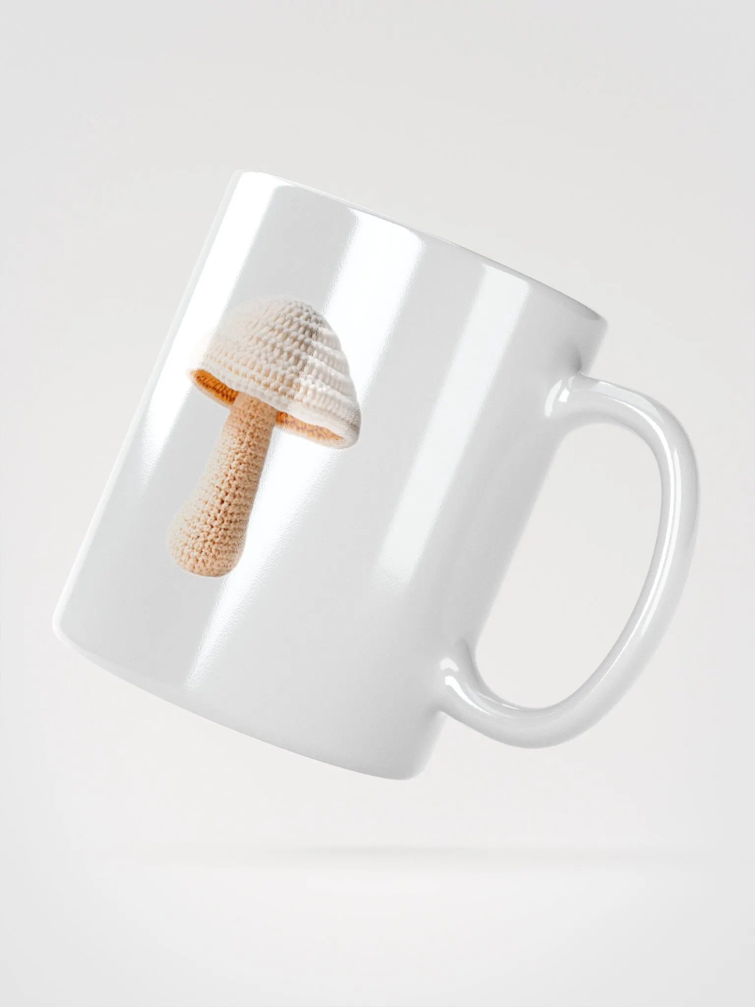 CozyAvocado White Glossy Mug Crochet Mushroom #1 product image (2)