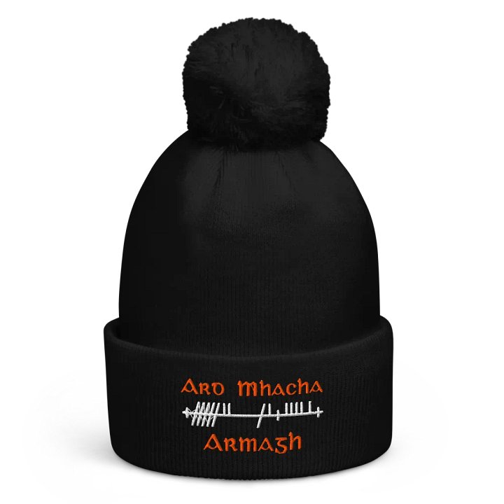 Armagh/Ard Mhacha Orthodox Style Ogham embroidered Pom-Pom Beanie product image (1)