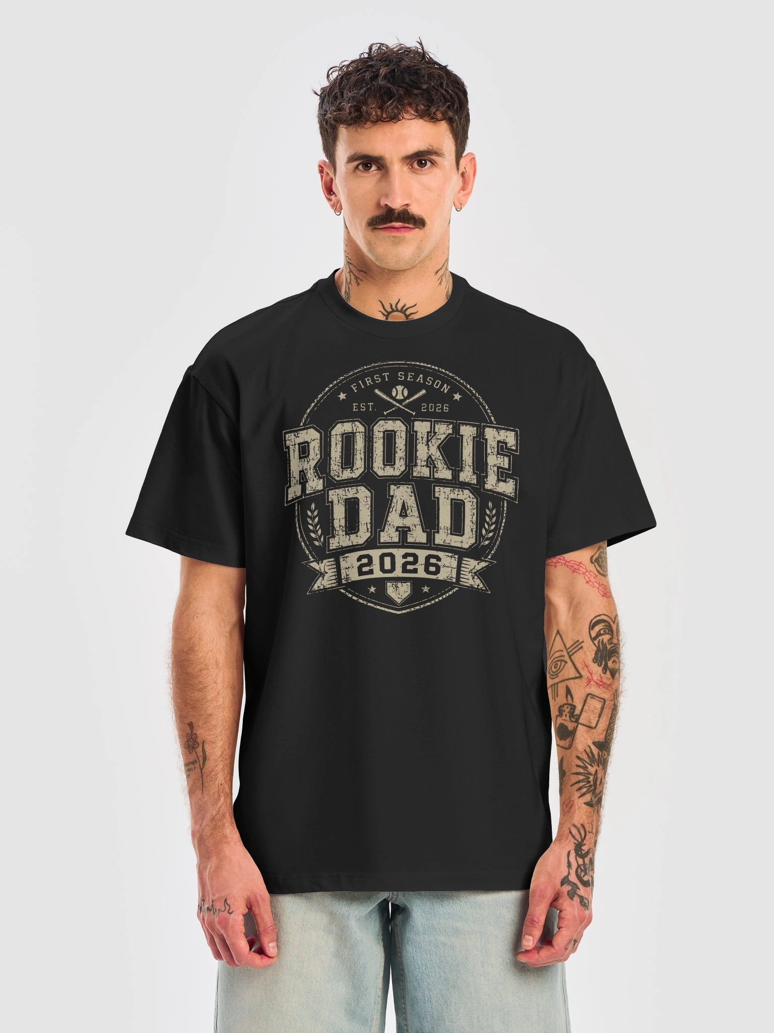 First Father's Day 2026 Gift | Rookie Dad Vintage Baseball T-Shirt product image (1)