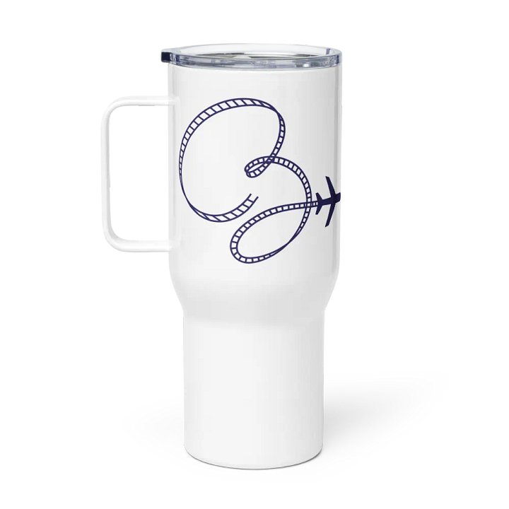 Coaster Breaks Travel Mug with a Handle - White & Navy product image (1)