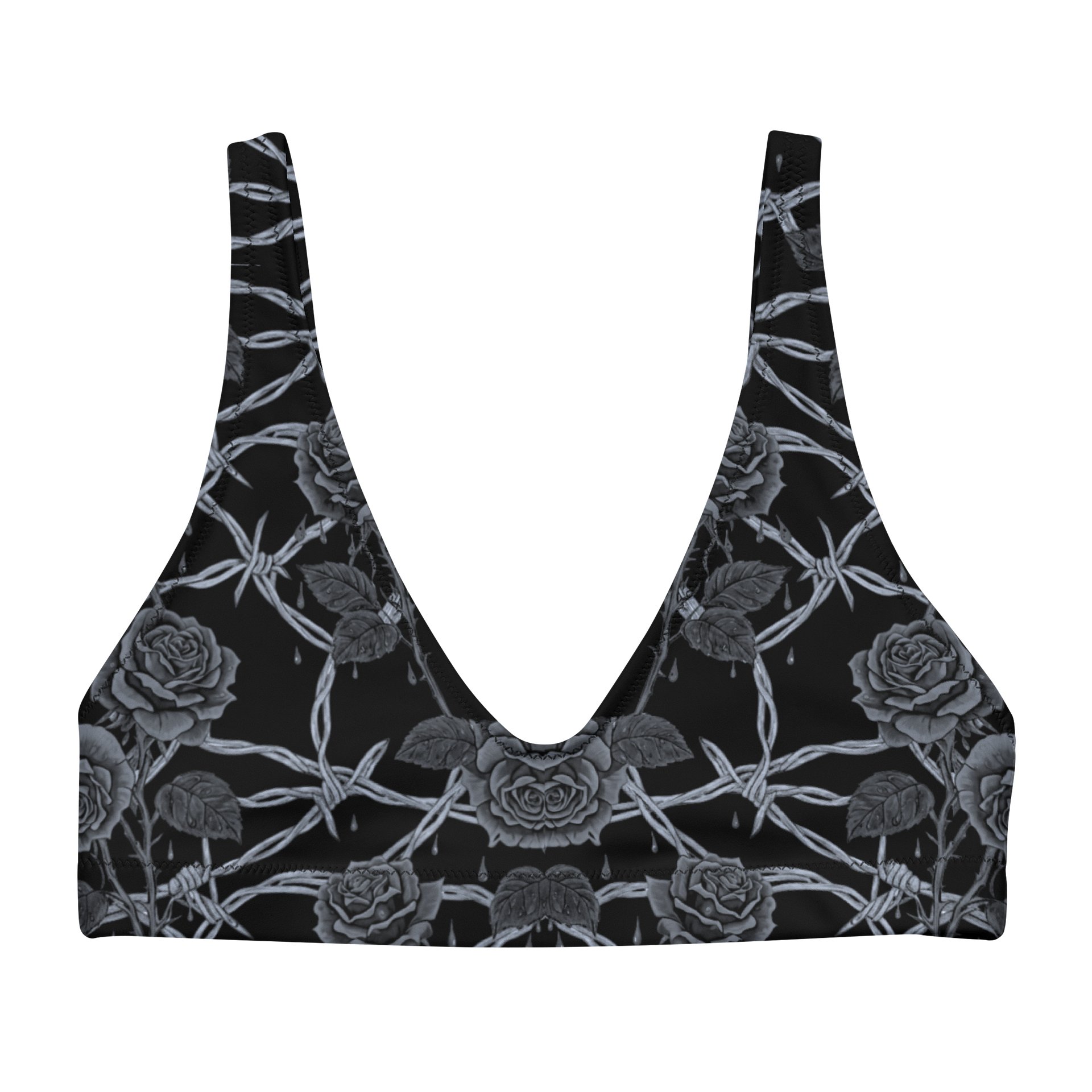 Grayscale Barbed Wire & Roses Padded Top product image (1)
