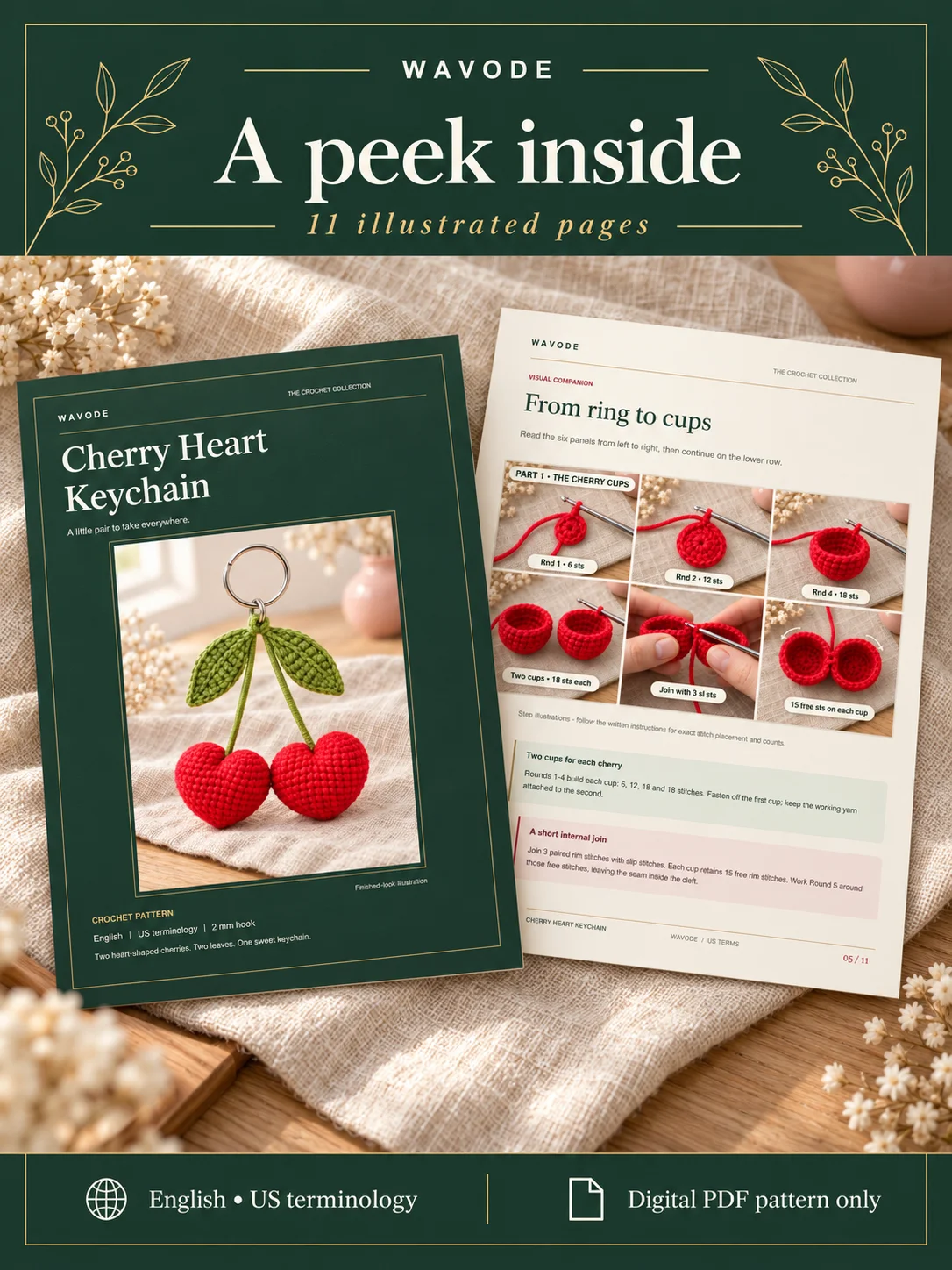 Cherry Heart Keychain · Crochet PDF Pattern product image (5)