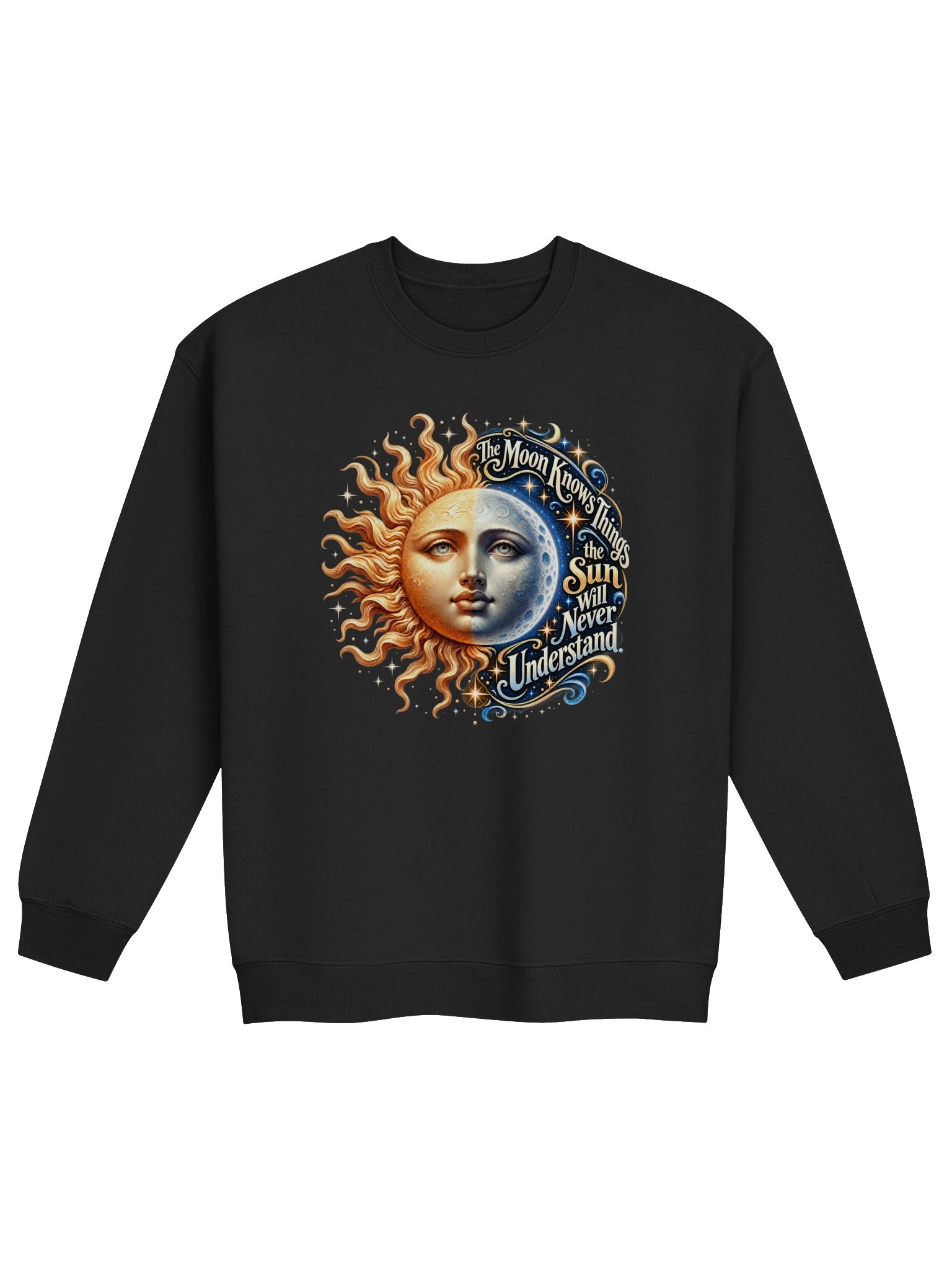 The Moon Knows - Gildan Unisex Sweatshirt - Sun & Moon Celestial Art product image (4)