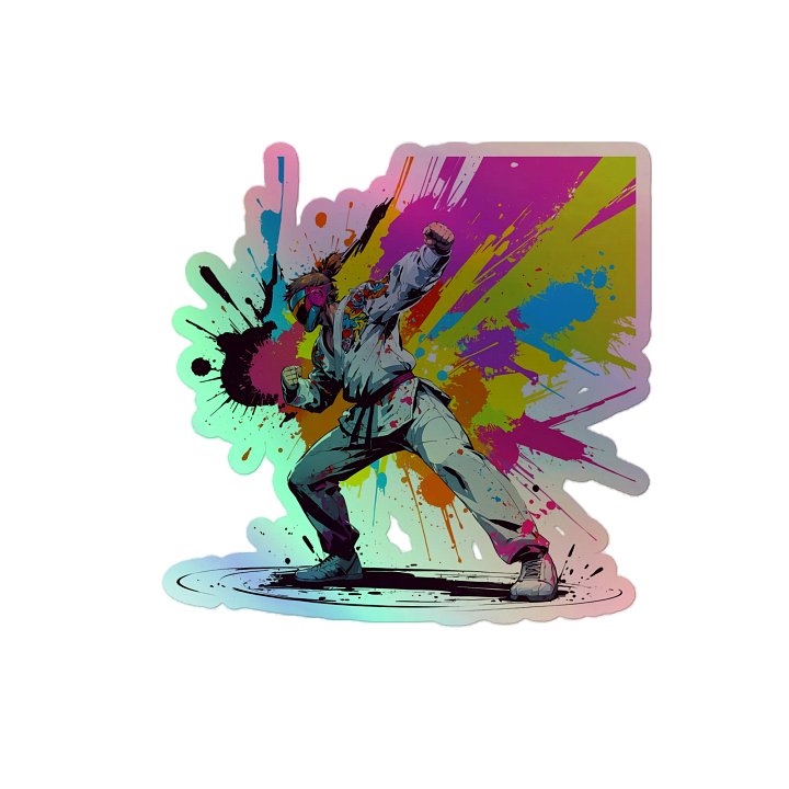 Kiss-Cut Holographic Sticker Sheet ( D_0144_Color Kick Taekwondo Boy of the Streets ) product image (2)