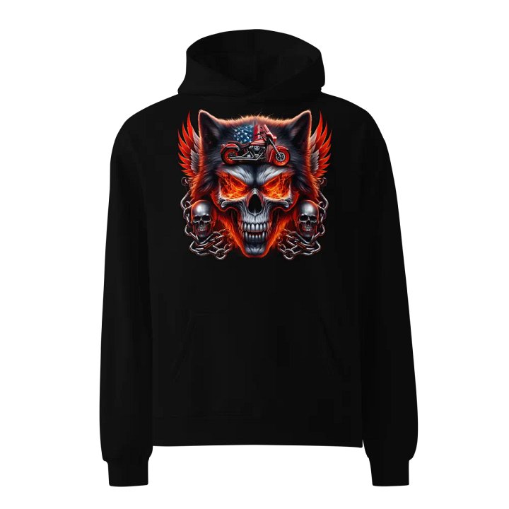 Fiery Wolf Motorcycle Oversized Hoodie #36 product image (1)