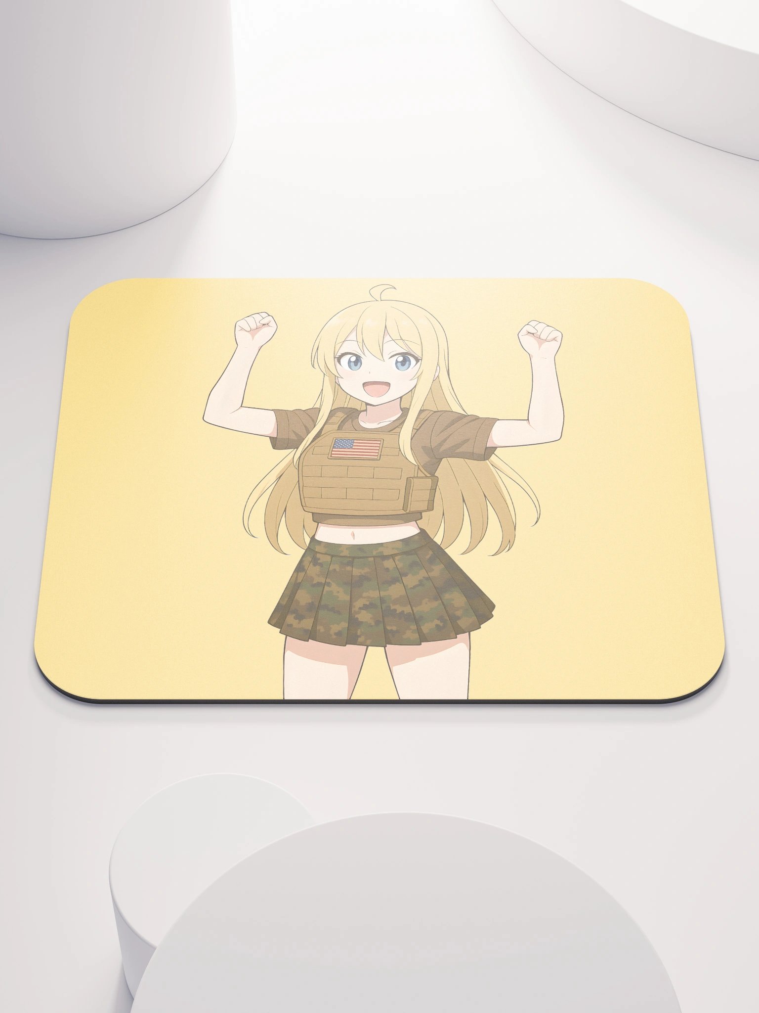Blonde Tactical Anime Girl Mousepad product image (2)