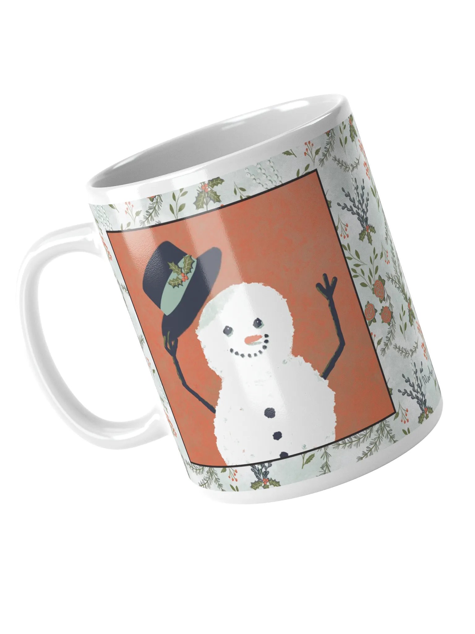 “Snowman Hello” Coffee-Tea-Cocoa Ceramic Mug - White product image (4)