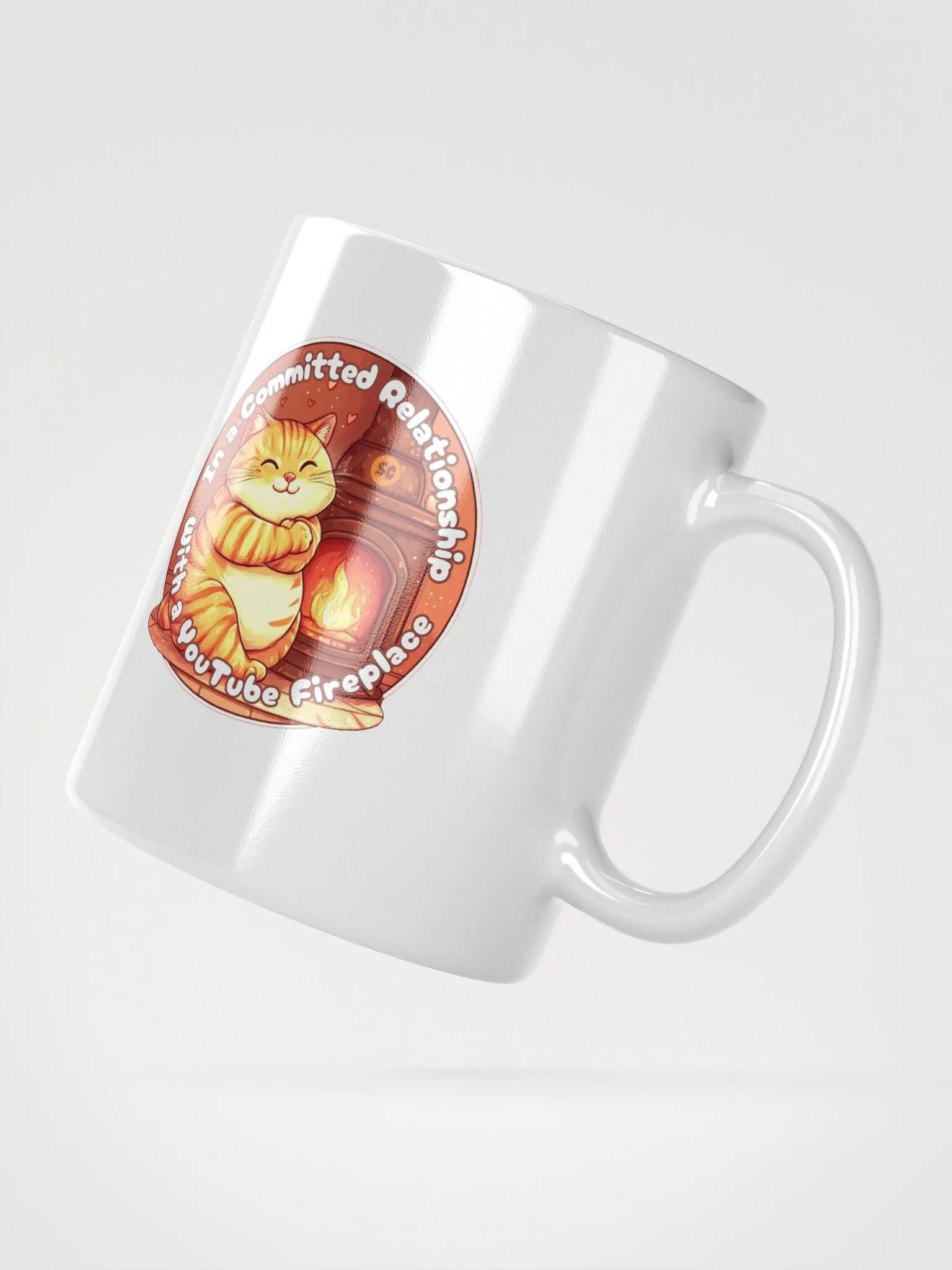 Cozy Cat - In a Committed Relationship with a YouTube Fireplace | White Glossy Mug product image (5)