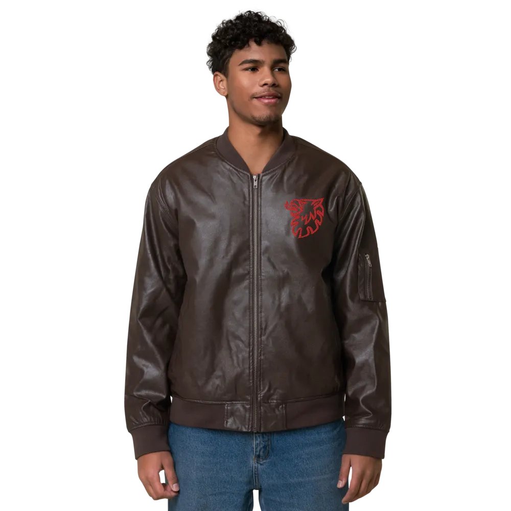 Faux Leather Bomber Jacket by Threadfast Apparel 395J/Grip Red product image (13)