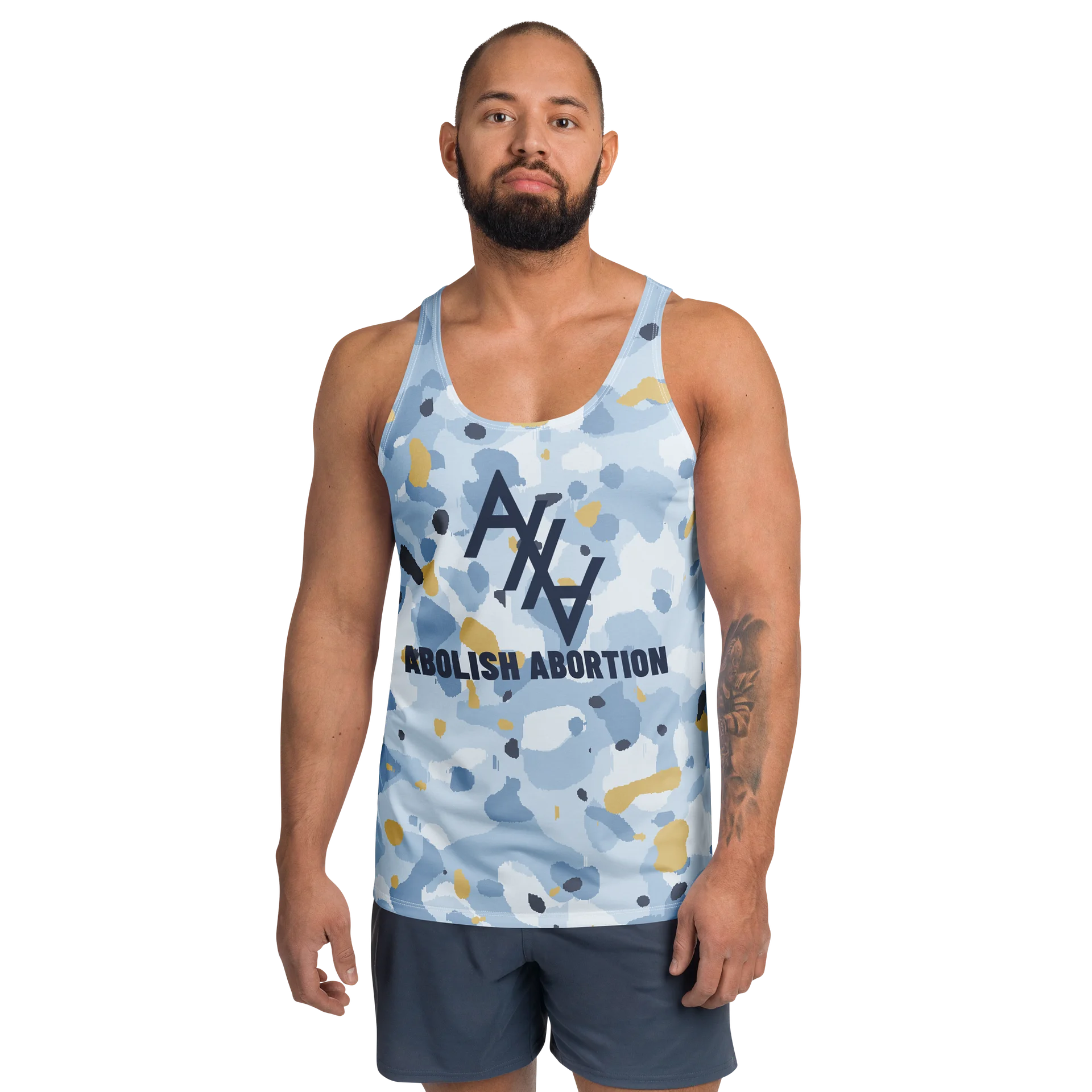 Blue & Gold Camo Tank — Abolish Abortion product image (1)