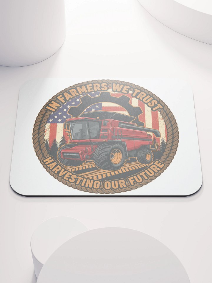 In Farmers We Trust Harvester Emblem Mouse Pad product image (1)