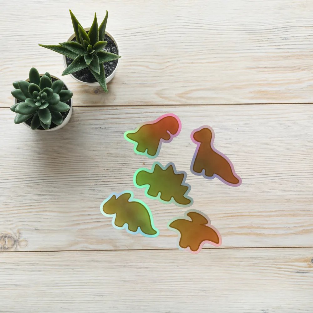 Dino Nugget Holographic Hand-drawn Stickers - 5 Pack product image (7)