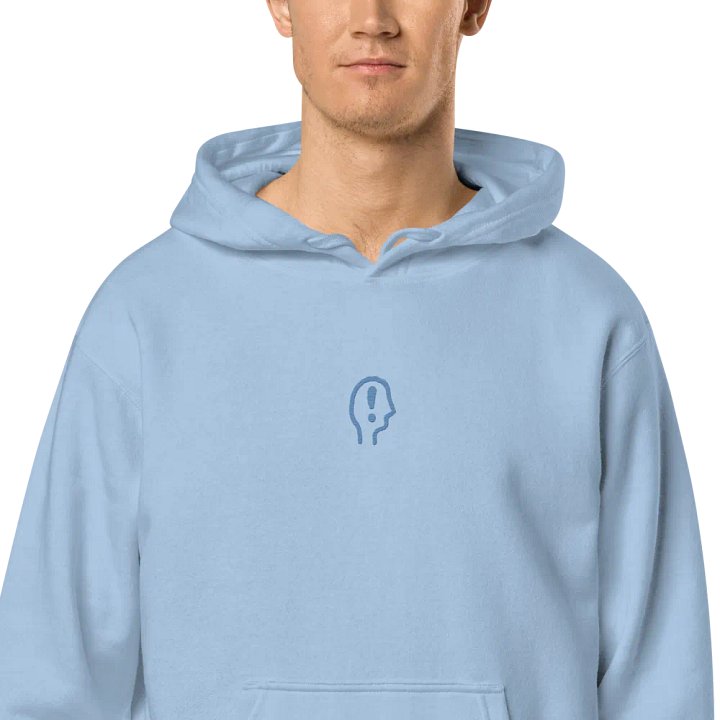 EXCLAIMING MENTALLY (C. aqua) embroidered pigment hoodie product image (2)