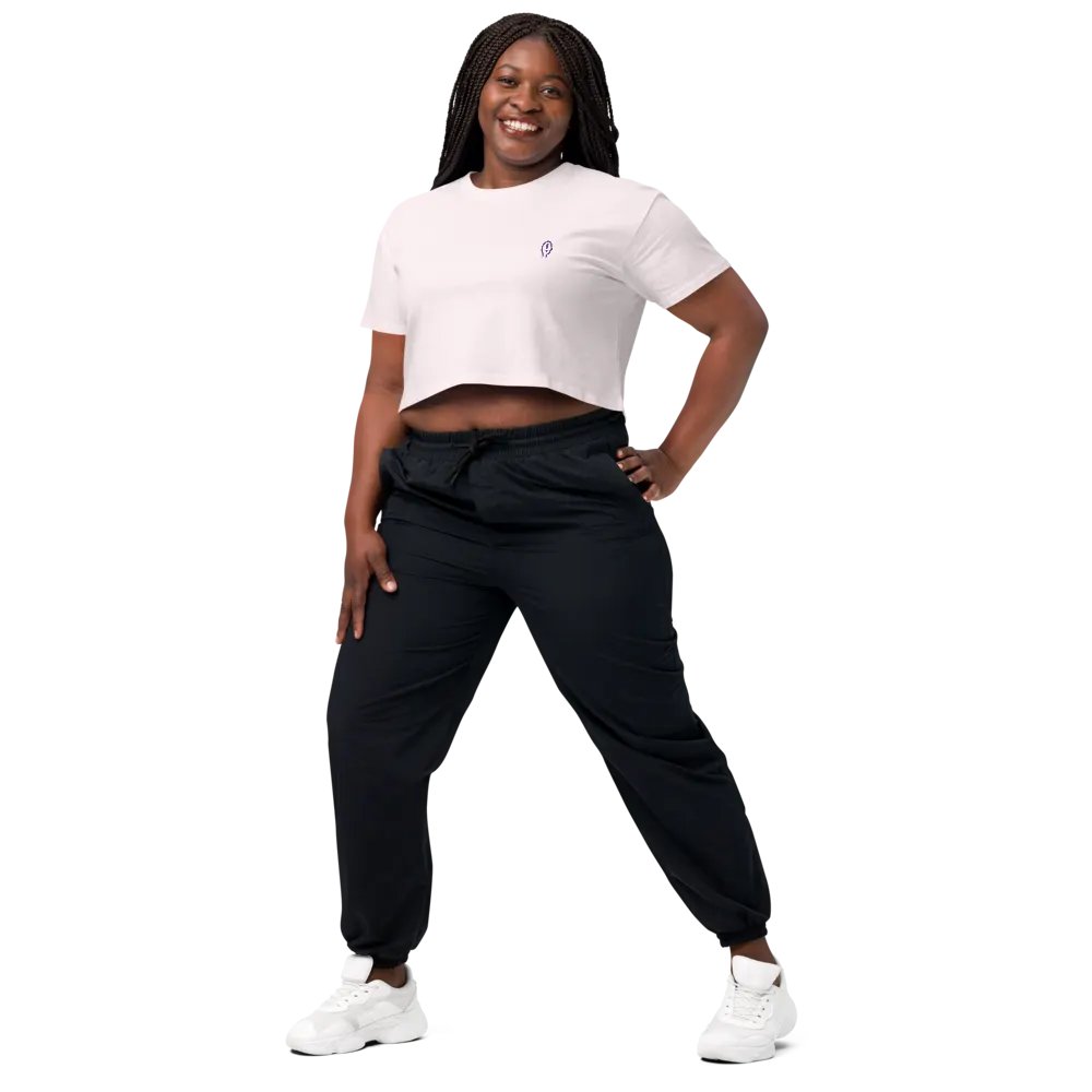 EXCLAIMING MENTALLY (L.C., purple) embroidered cotton crop top product image (6)