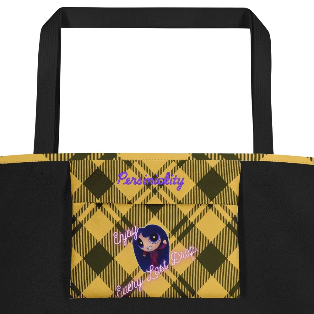 Pizza Love Tote Bag - Yellow Plaid product image (2)