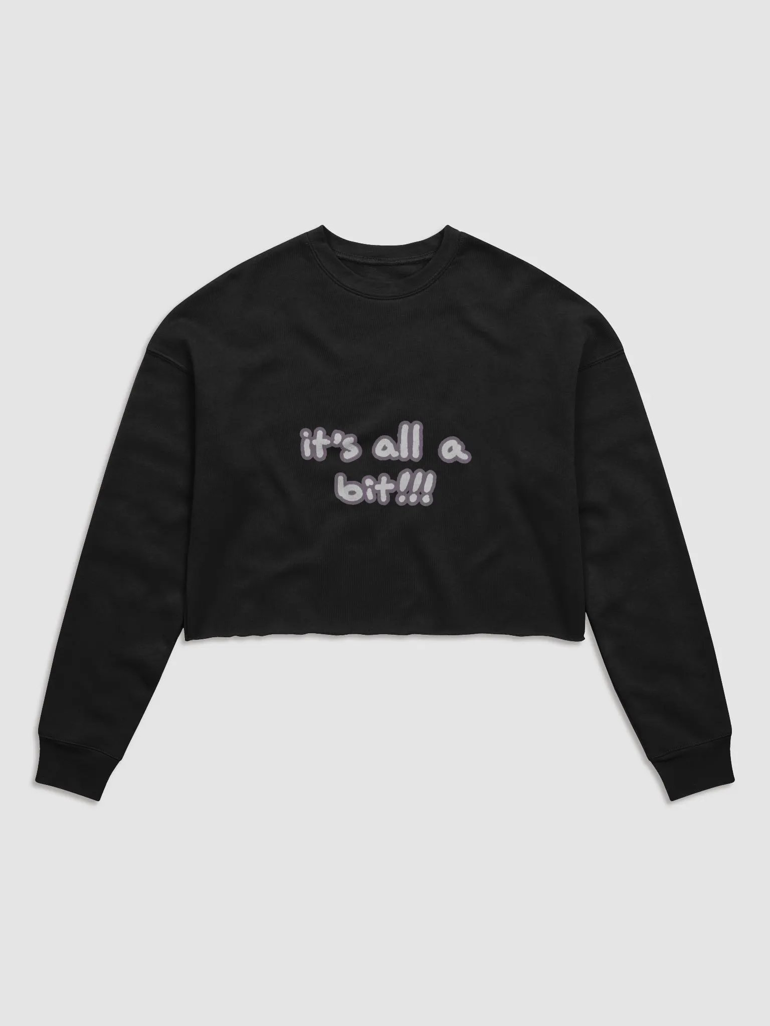 “It’s all a bit!!!” (sm. lined design, #8D778F) Women's Fleece Crop Sweatshirt product image (2)