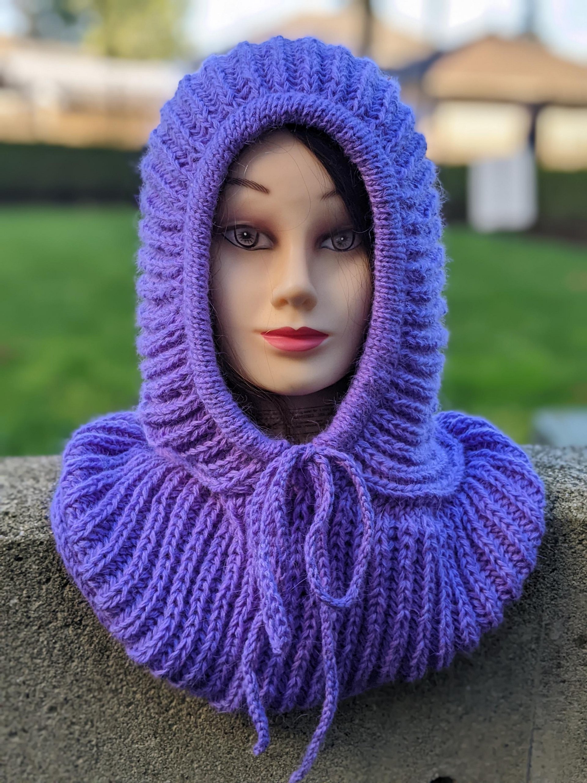 Knit Ribbed Hooded Cowl Pattern product image (8)