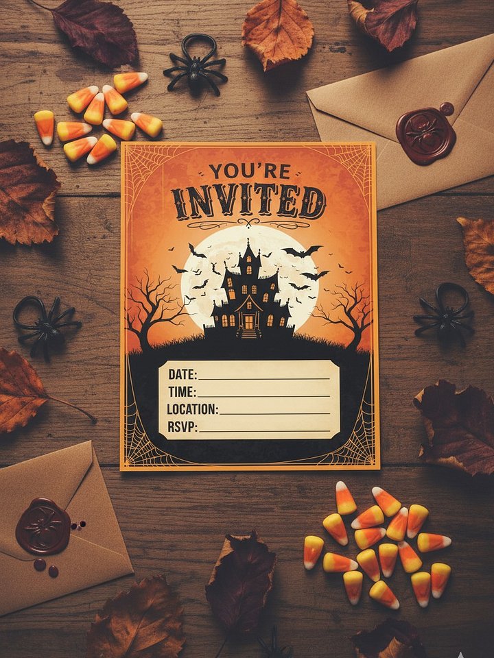 Halloween Party Invitation | Printable Haunted House Spooky Invite | Fill-in-the-Blank Digital Download | Vintage Costume Party Card product image (2)