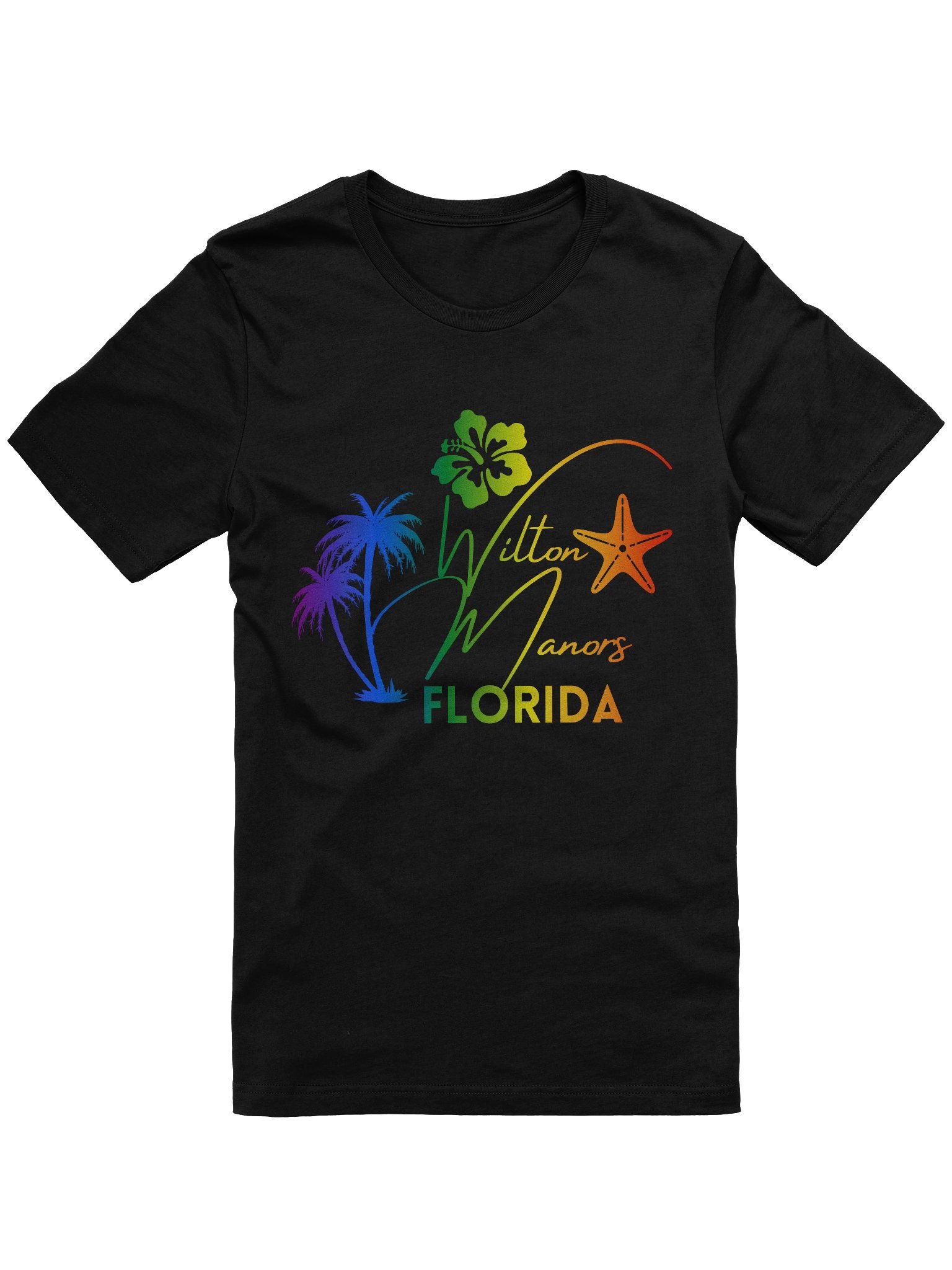Rainbow Wilton Manors Florida Design with Tropical Palm Hibiscus and Starfish Tee product image (1)