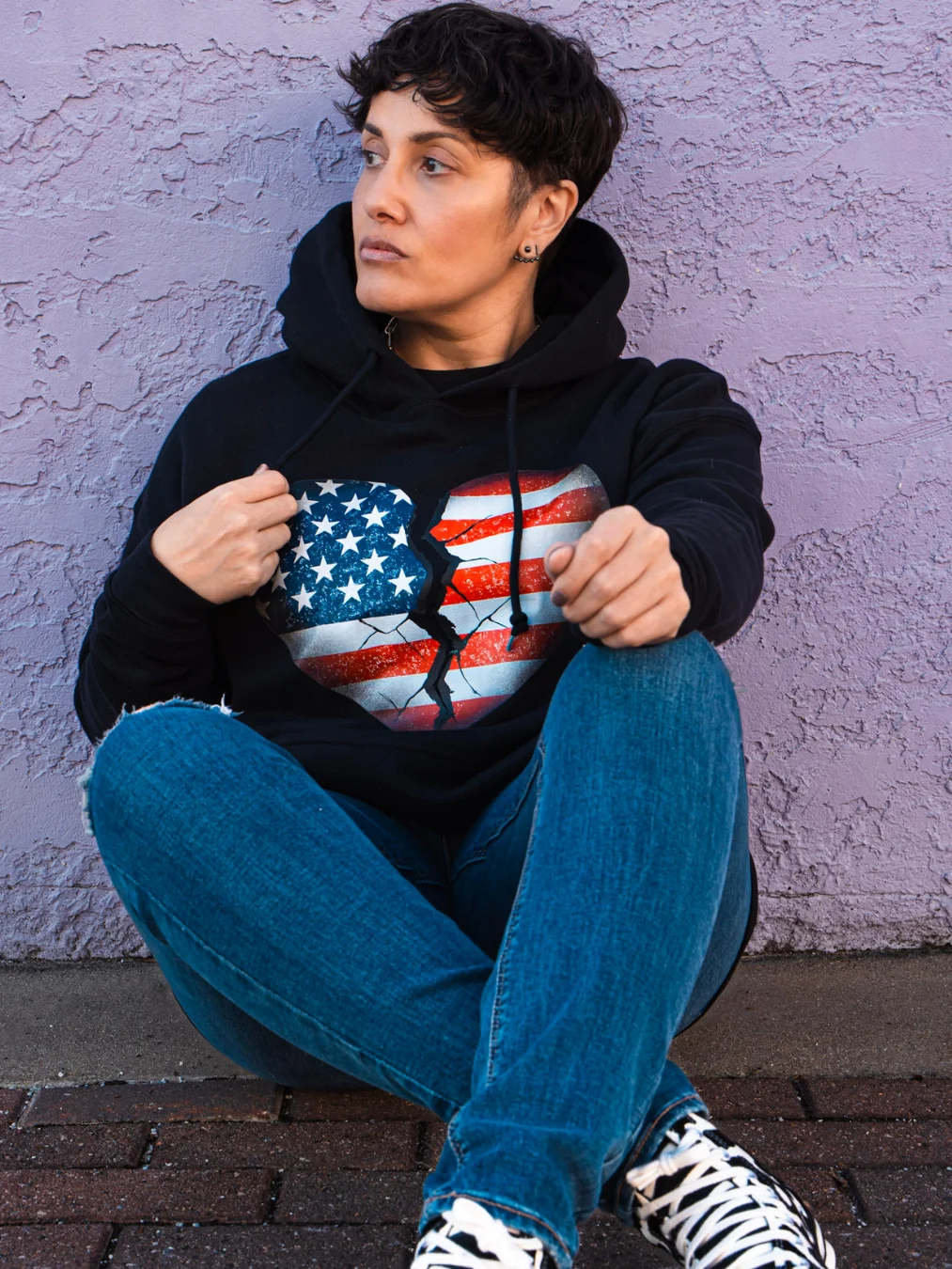 Our Broken USA Premium Oversized Hoodie – Heavyweight Two-Sided Streetwear product image (9)