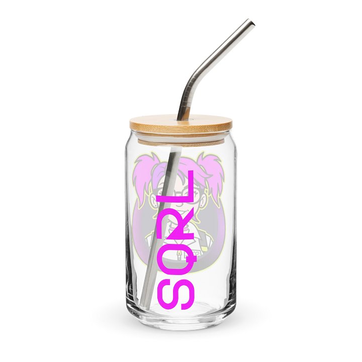 SQRL 16 oz Can Cup Glass (with lid + metal straw) product image (1)