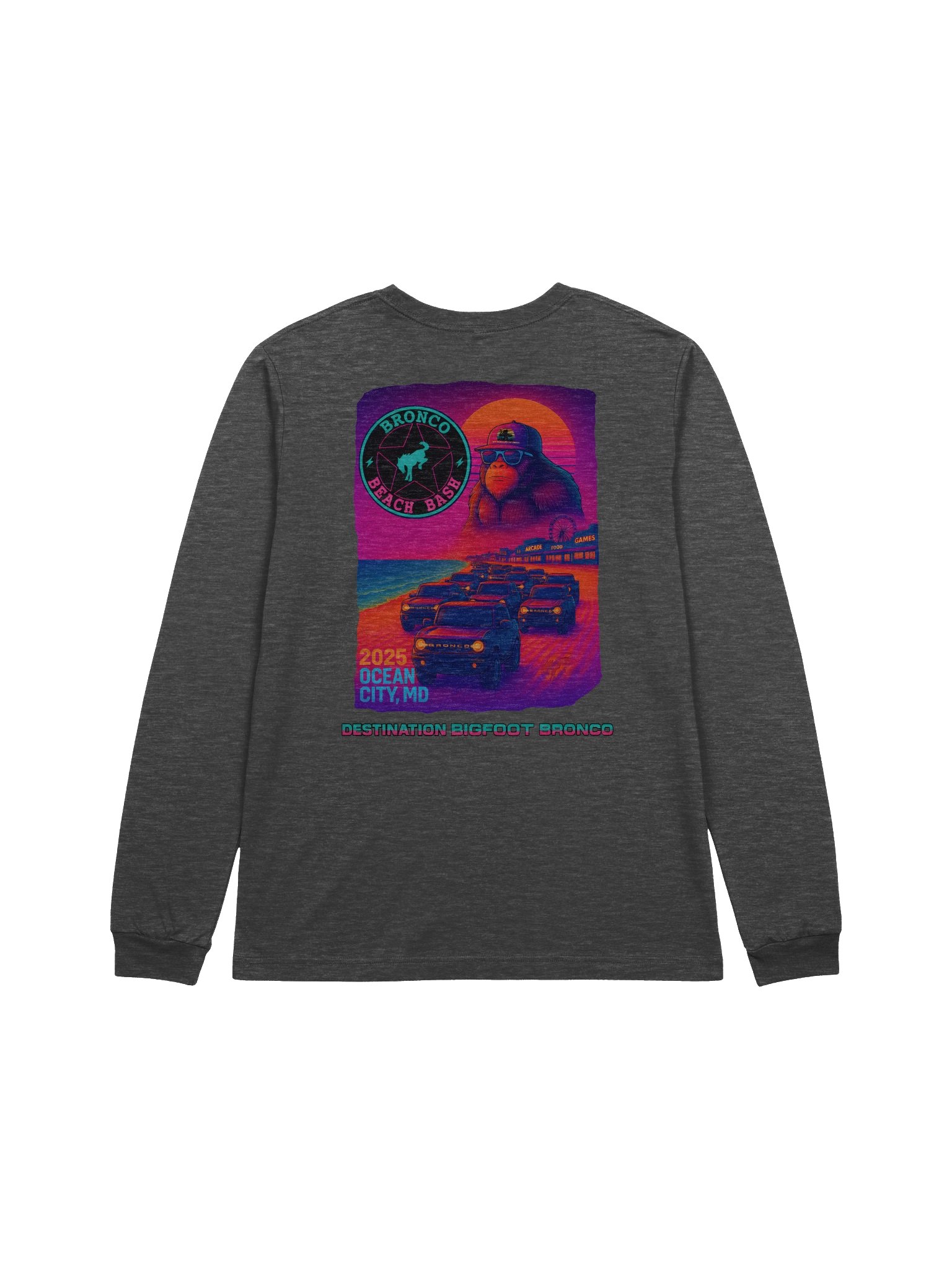 2025 Bronco Beach Bash Ocean City / Destination Bigfoot Bronco Collab Long Sleeve Bella+Canvas Supersoft T-Shirt (Multiple Colors Available) product image (32)