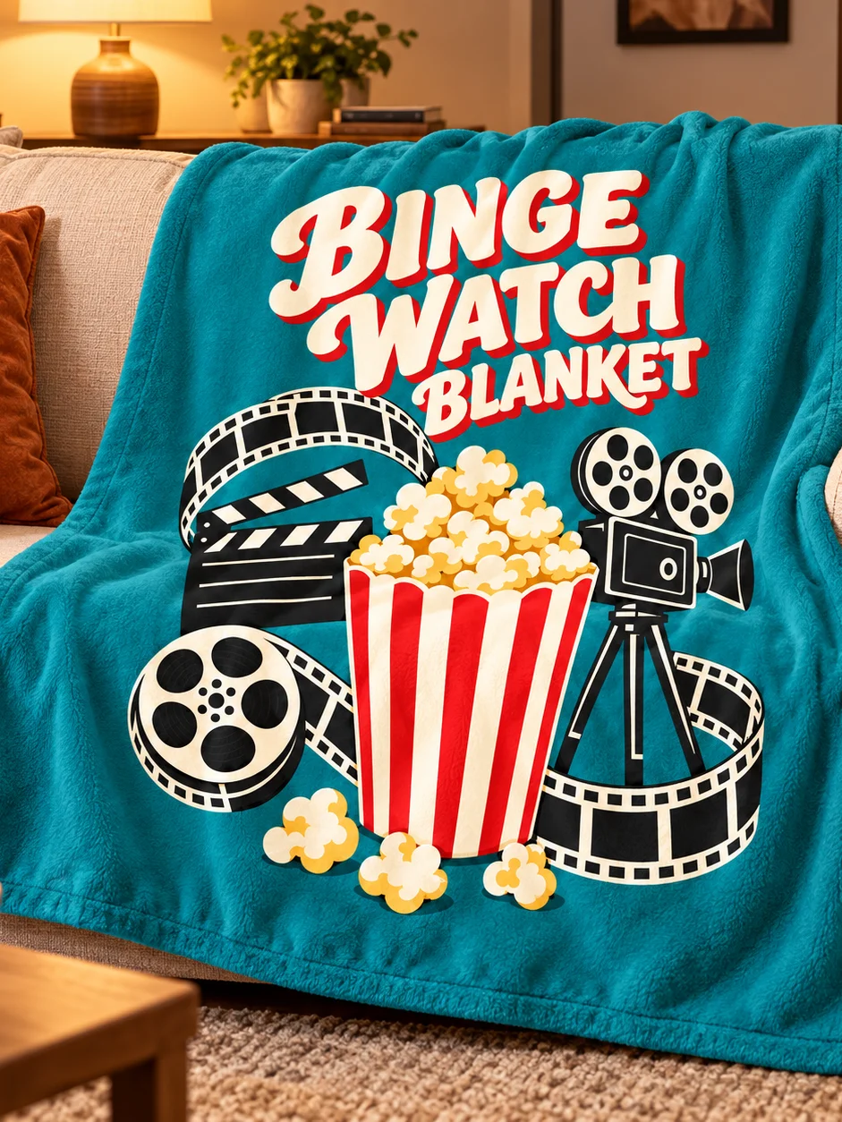 Binge Watch Blanket | Retro Movie Night Fleece Throw product image (1)