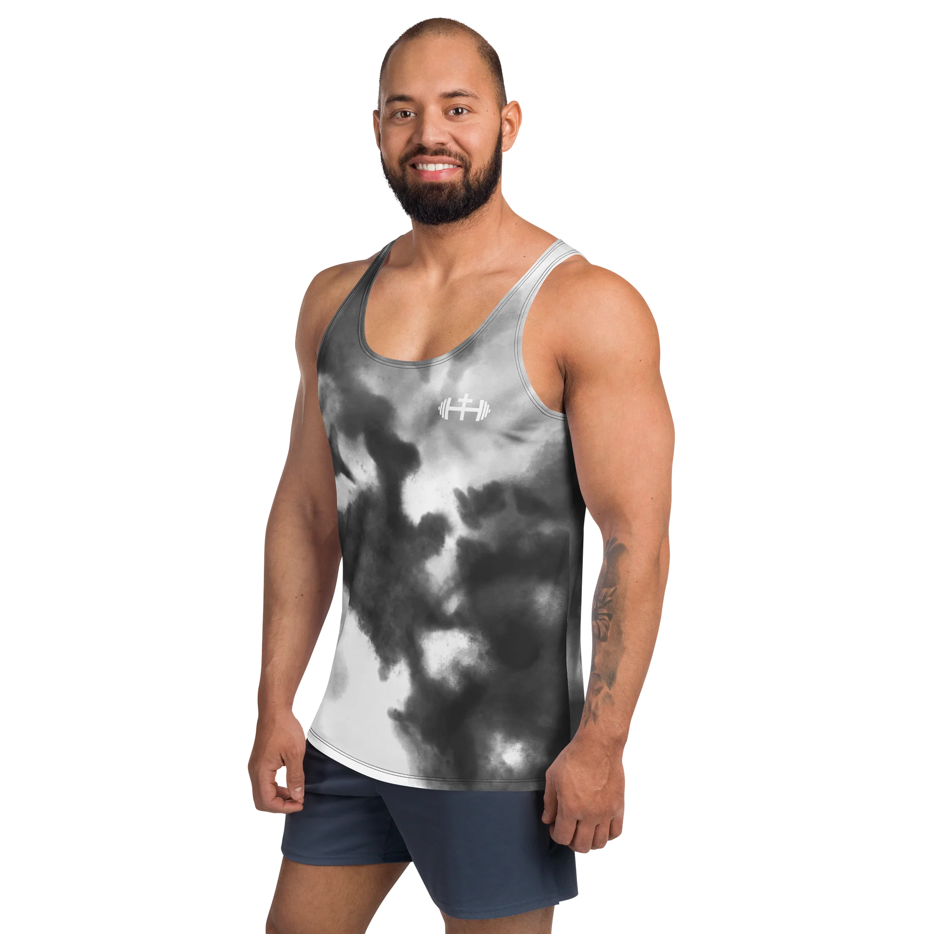 His House Mens Performance Tank - B&W Tie Dye product image (2)