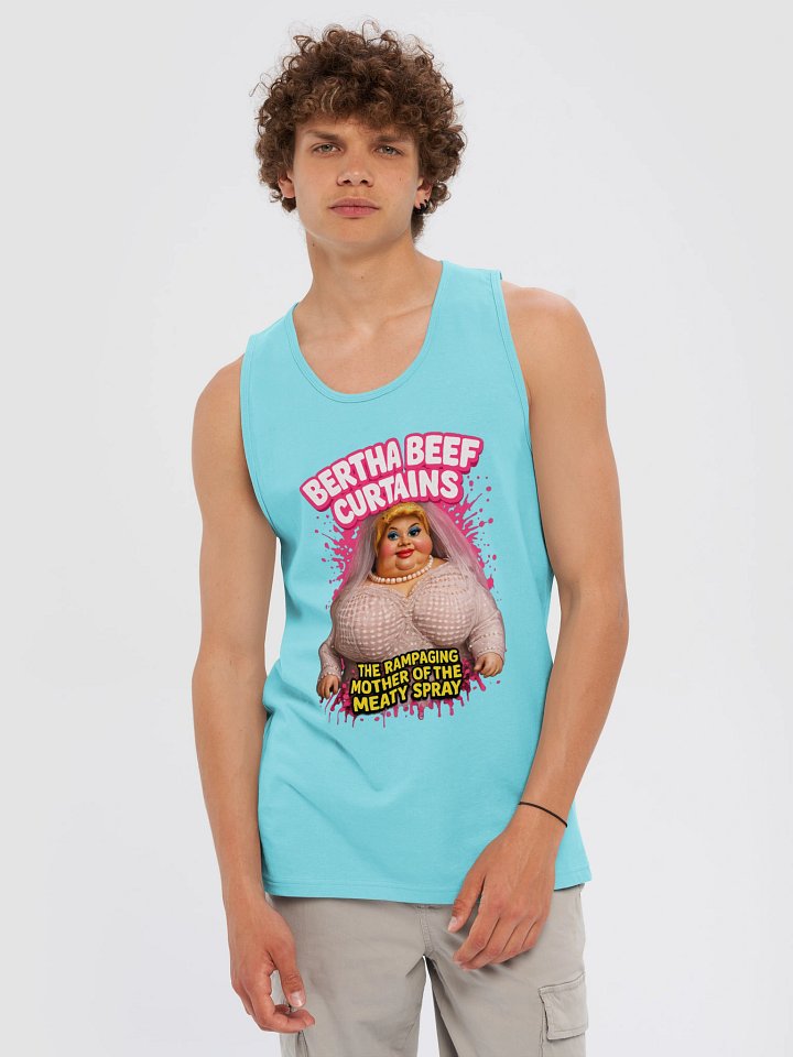 666 Toys | Bertha Beef Curtains | The Rampaging Mother Of The Meaty Spray | Cotton Heritage Men's Premium Tank Top product image (1)