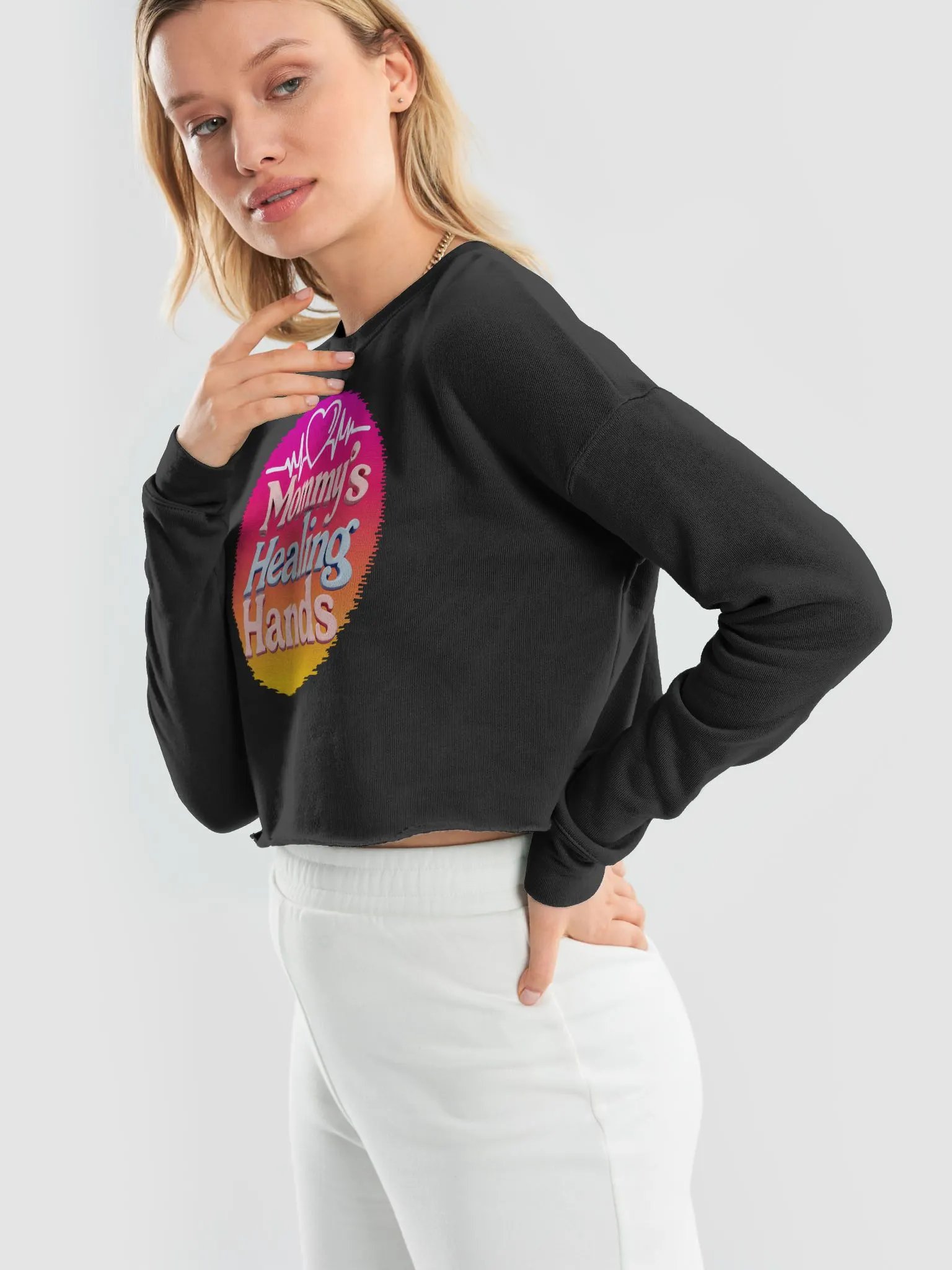 Mommy's Healing Hands Crop Sweatshirt product image (47)