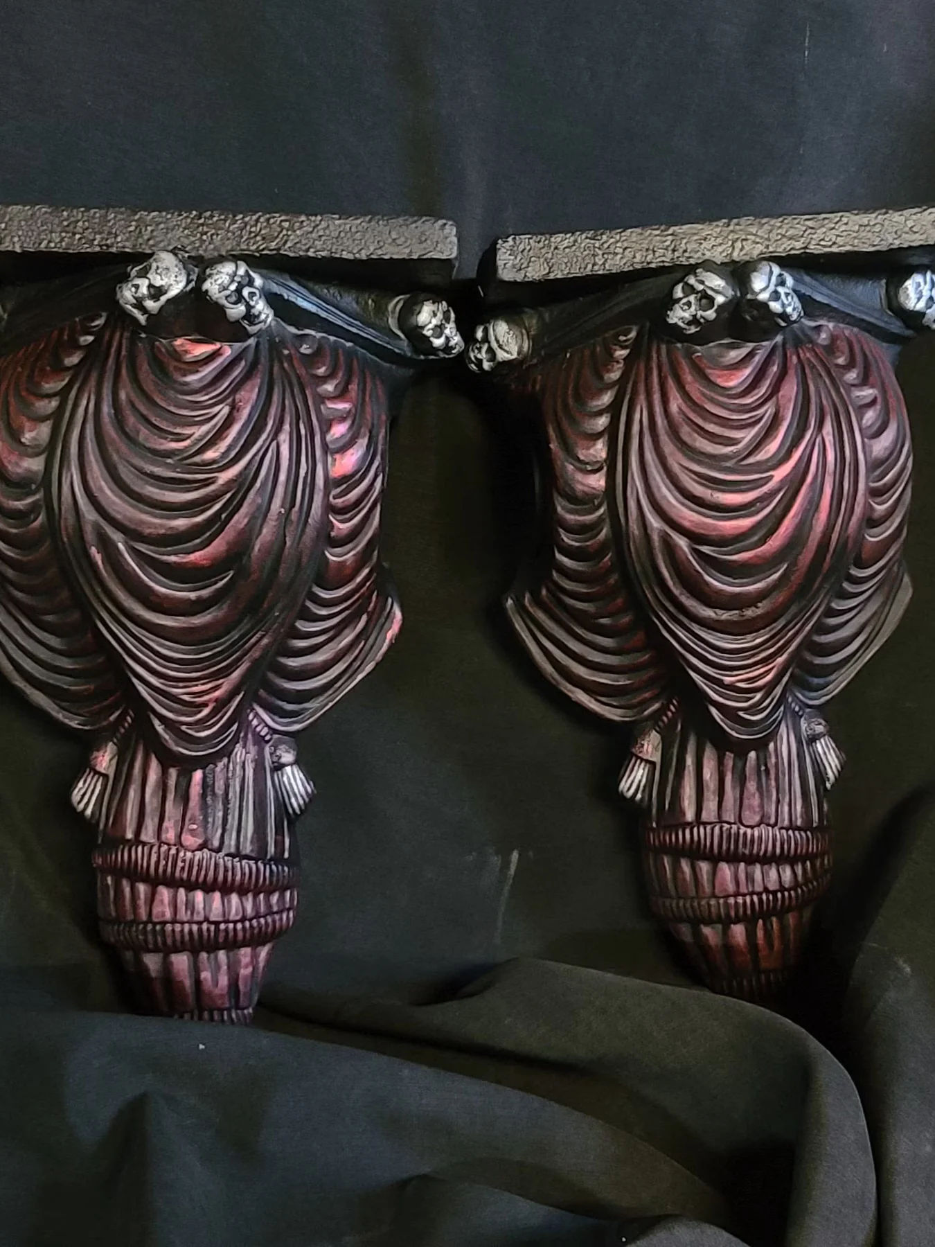 Curtain rod holders. Set of drapery rod ends, Skull product image (7)