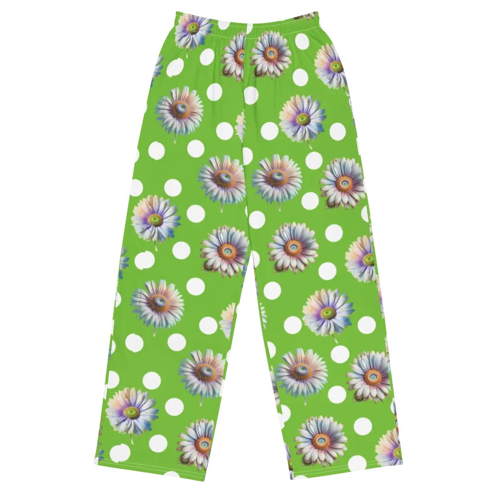 Lime Green Daisy & Dots Wide Leg Pants product image (4)