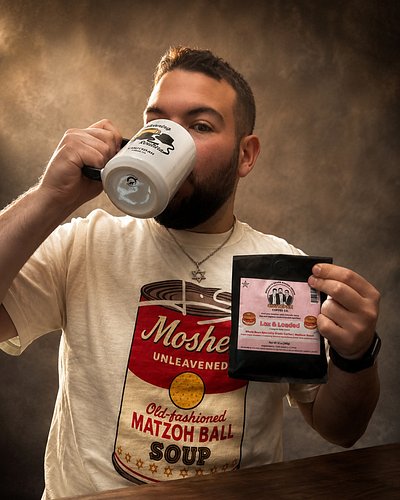 @chutzpahcoffee seen wearing one of our shirts enjoying one of their fresh brews ☕️

#chutzpah #coffee
