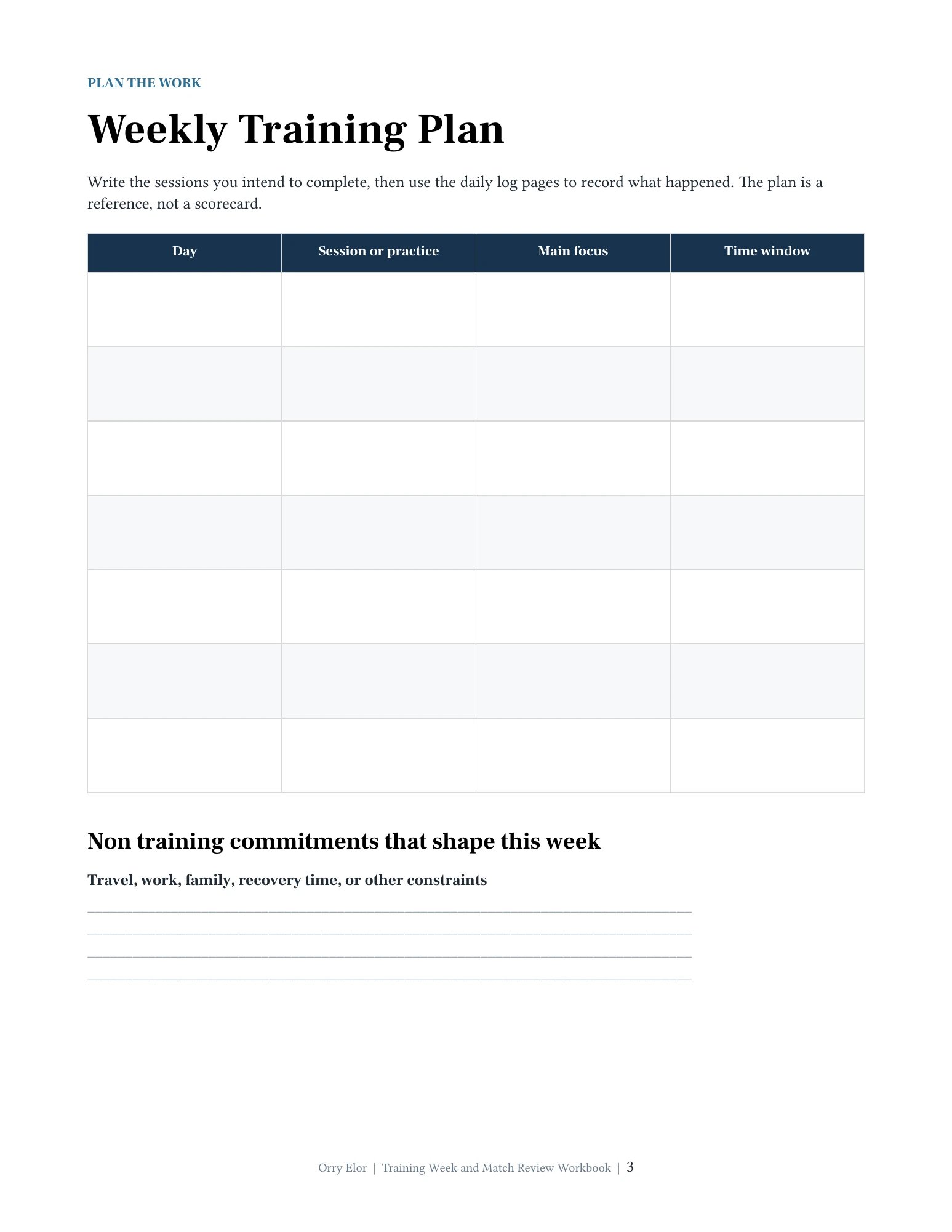 Training Week & Match Review Workbook product image (2)
