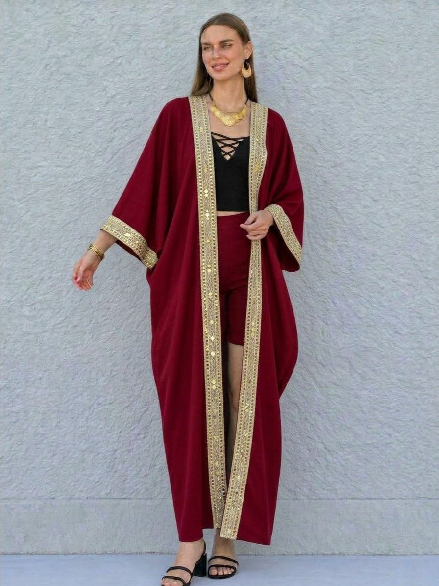 Copy of Egyptian Cotton-Linen Embroidered Boho Kimono Duster product image (3)