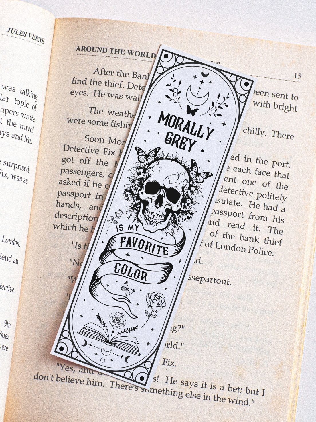 Smutty Morally Grey Bookish Reader Tarot Bookmark SVG, Laser Cut File, Celestial Skull and Roses Dark Romance, Instant Digital Download product image (4)