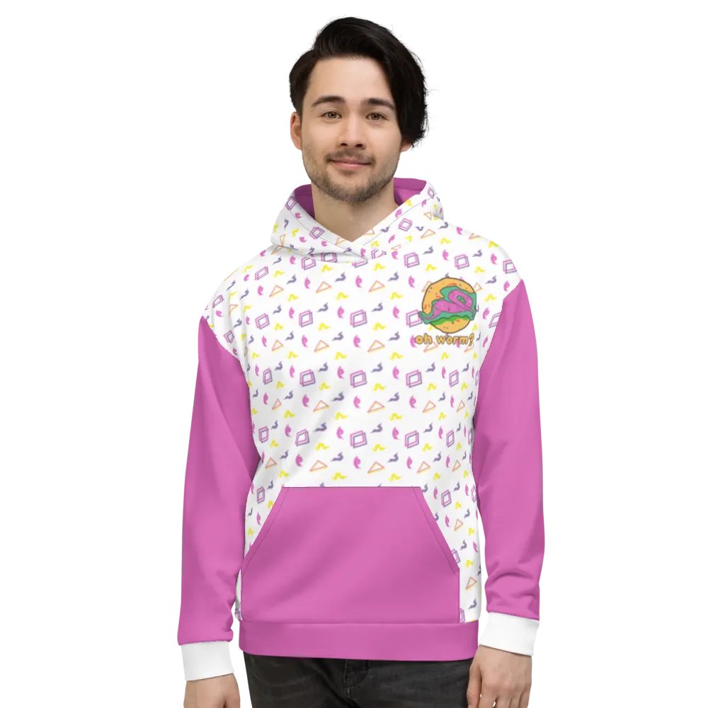 Oh Worm pink & white eco hoodie product image (6)