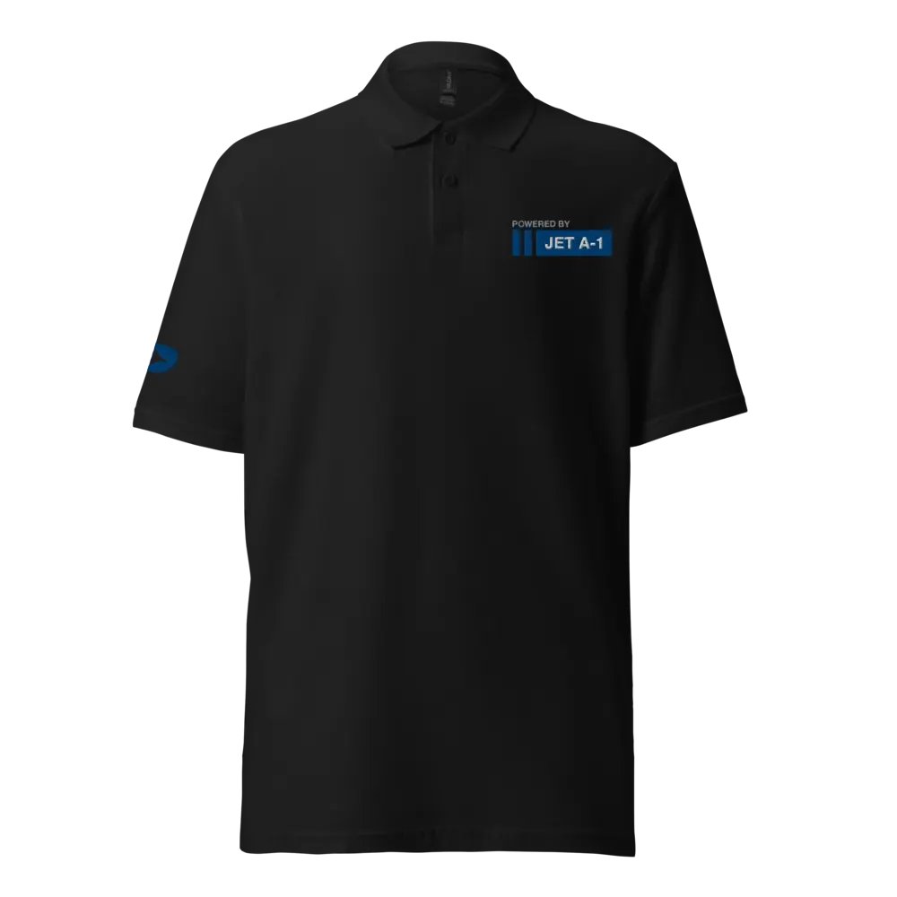 POWERED BY JET A1 - PIQUE BLACK POLO SHIRT product image (1)