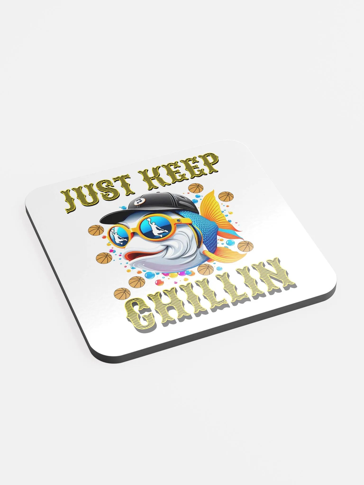 Just Keep Chillin Basketball Fish Cork Coaster product image (2)