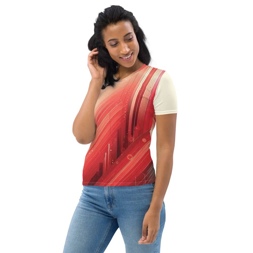Women's Full-Print-6 Red Glitch Tee product image (4)