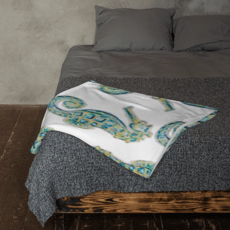 Painted Seahorses on White | Cozy Coastal Throw Blanket | by Monique Faella Designs™ product image (10)