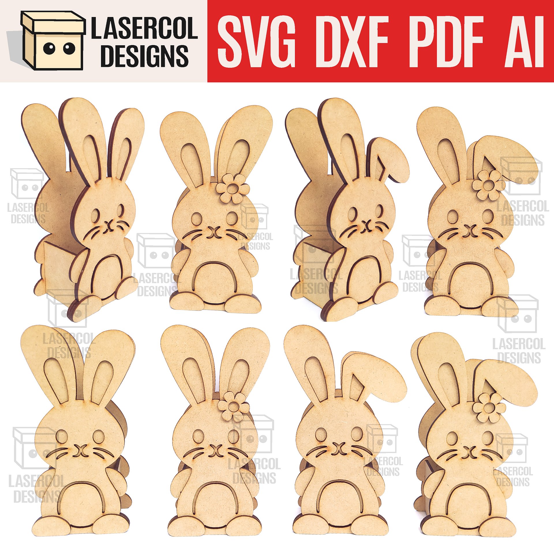 Easter Bunny Basket Bundle (Set 1-2-3-4) - Laser Cut Files product image (6)