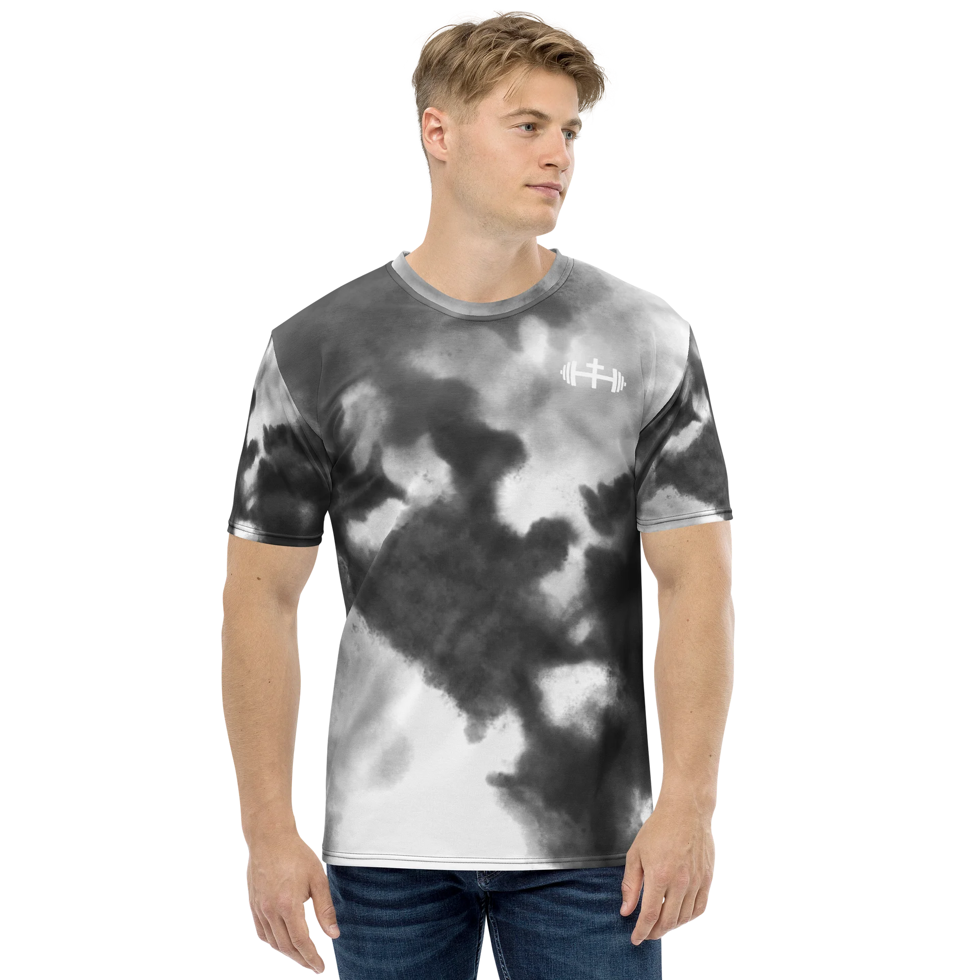 His House Mens Performance T-Shirt - B&W Tie Dye product image (2)