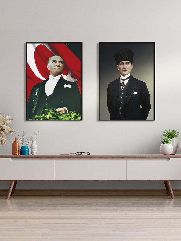 Mustafa Kemal Atatürk poster, Turkish Flag — Historical Turkish Leader art product image (2)